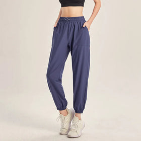Wholesale Women Quick Drying Sport Pants Lightweight Elastic Waist Drawstring Trousers Jogger Gym Yoga Running Training Pants