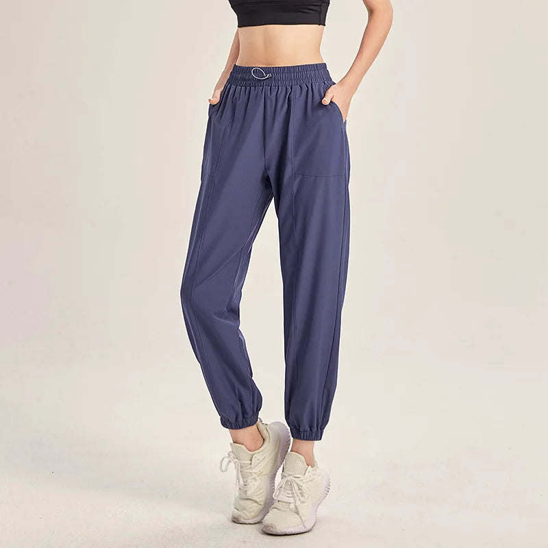 Wholesale Women Quick Drying Sport Pants Lightweight Elastic Waist Drawstring Trousers Jogger Gym Yoga Running Training Pants