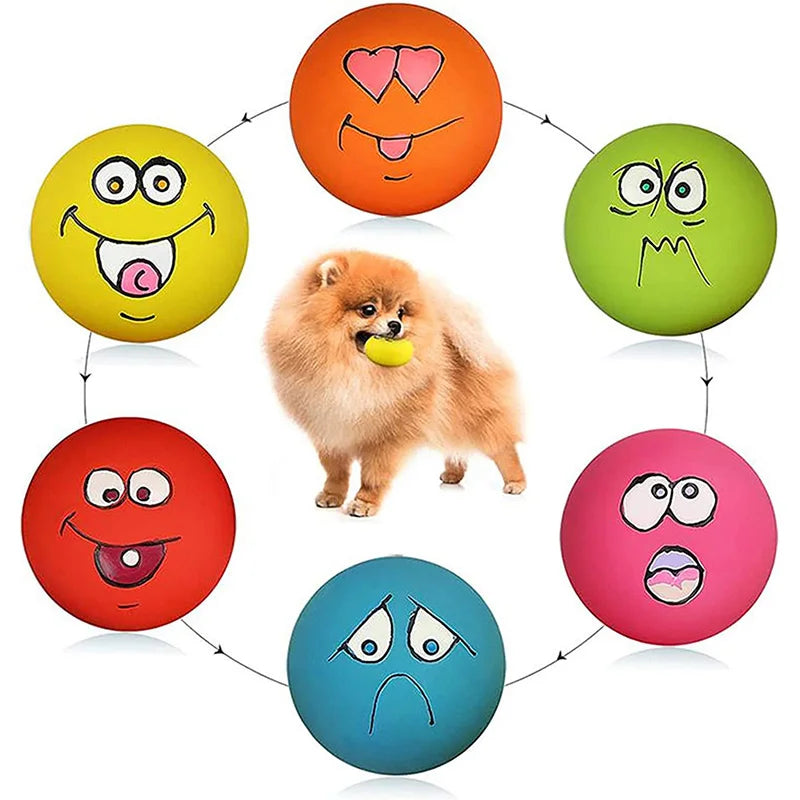 Yaobang Smile Face Dog Squeaky Toys Soft Latex Squeak Balls Small for Puppies and Small Pet Dogs in Stock