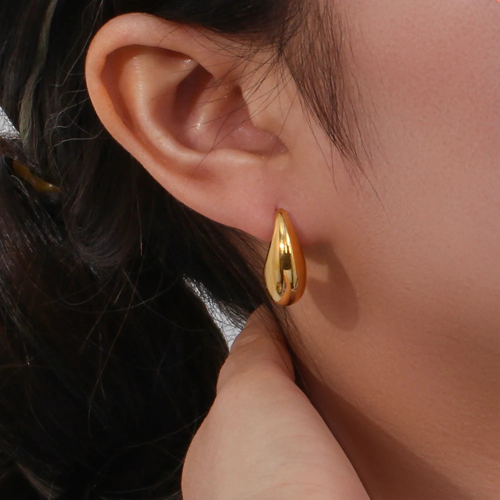 Waterproof Minimalist Gold Plated Jewelry for Women Wedding Stainless Steel Simple C Shape Geometric Advanced Ear Rings