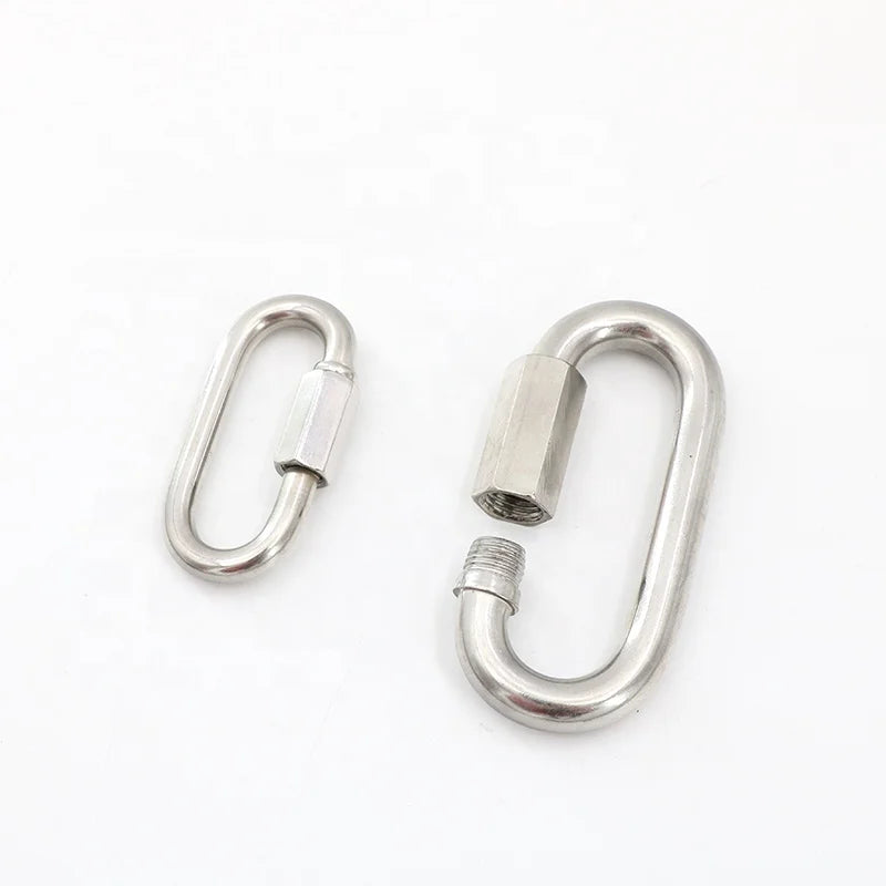 Stainless Steel Screw Lock Climbing Gear Carabiner Quick Links Safety Snap Hook Chain Connecting Ring