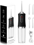 3 Modes 4 Jets-Rechargeable Dental Water Flosser Cordless Portable Water Teeth Cleaner for Travel Home Braces
