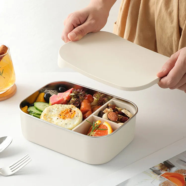 Microwave Safe Leakproof Customized Logo 1200ml 3 Compartment Stainless Steel Kids School Bento Lunch Box