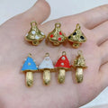 JS1900 Cute Funny 18k Gold Plated Enamel Multi Colored Toadstool Mushroom Charm Pendant for Women Necklace