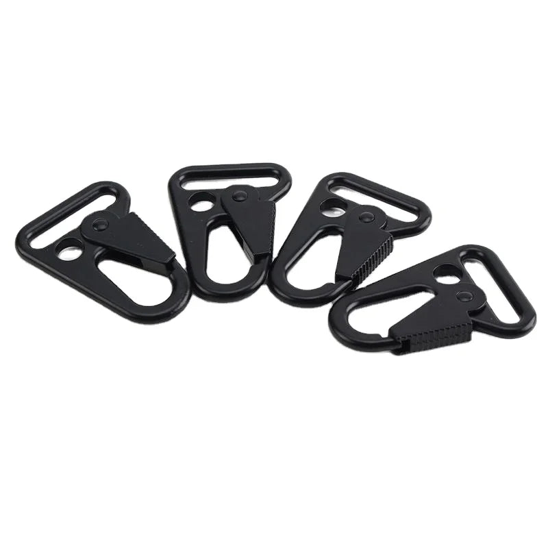 Outdoor Chrome Hook Buckle Olecranon Keychain Clasp Tactical Spring Carabiner Webbing Gun Strap Sling Snap EDC Gear Black Finish