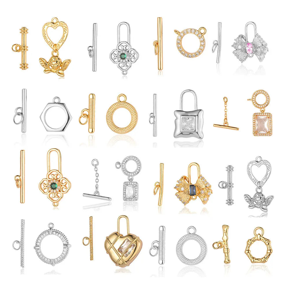 Beimai OEM Pendant Round Square Hexagonal Heart Shaped Bowknot Copper Zircon OT Clasp Bracelet Link Buckle Accessories