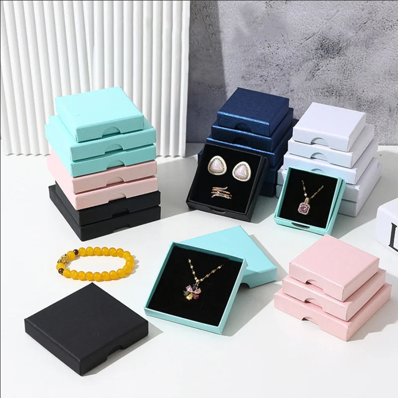 Cheap Recyclable Pink Jewelry Ring Set Box Packaging with Grey Board Rigid Boxes Sponge Lining Custom Small Gift Box