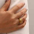 Fashion Waterproof 18k Gold Plated Stainless Steel Dome Ring Colorful Cubic Zircon North Star Ring for Women