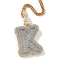 Luxury Men's Double Layer Initials Necklace Choker Baguette Diamond-Encrusted Customizable Hip Hop Rhodium Plating Rope Zircon