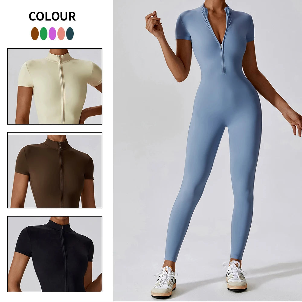 Custom Logo Activewear Gym Fitness Sets Women Short Sleeve Workout SleeveYoga Bodysuit for Women