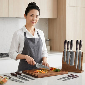 Hot Sell Damascus Texture Japanese Style Damascus Knife Set Kitchen Knives Set