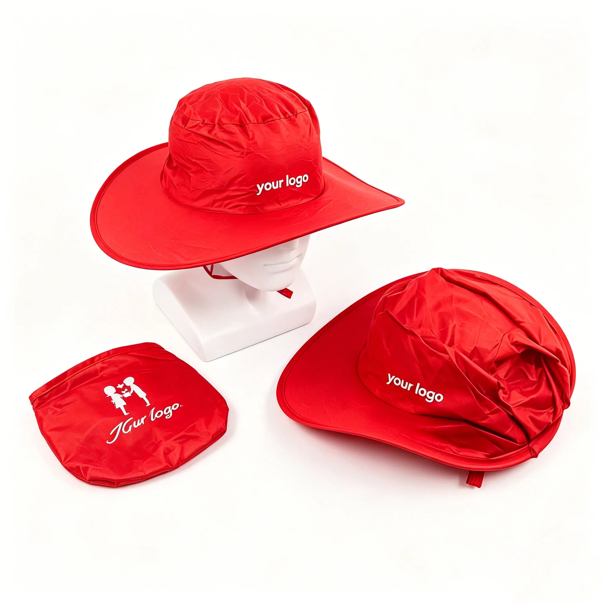 Customized Foldable Embroidered Rainbow Polyester & Nylon Trucker Caps for Children in Pouches