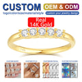 Brand Gold Jewelry Supplier Women Engagement Ring Gift Real 14K Gold Hollow 5 Moissanite Ring Bijoux