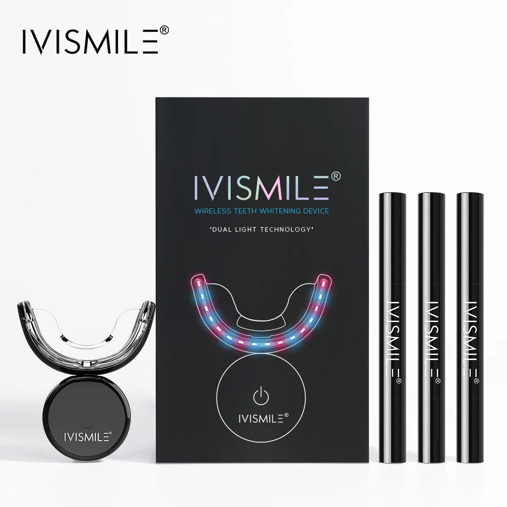 Private Label Dental Bleaching Electric Wireless Red Blue Led Light Teeth Whitening Kits with Gel