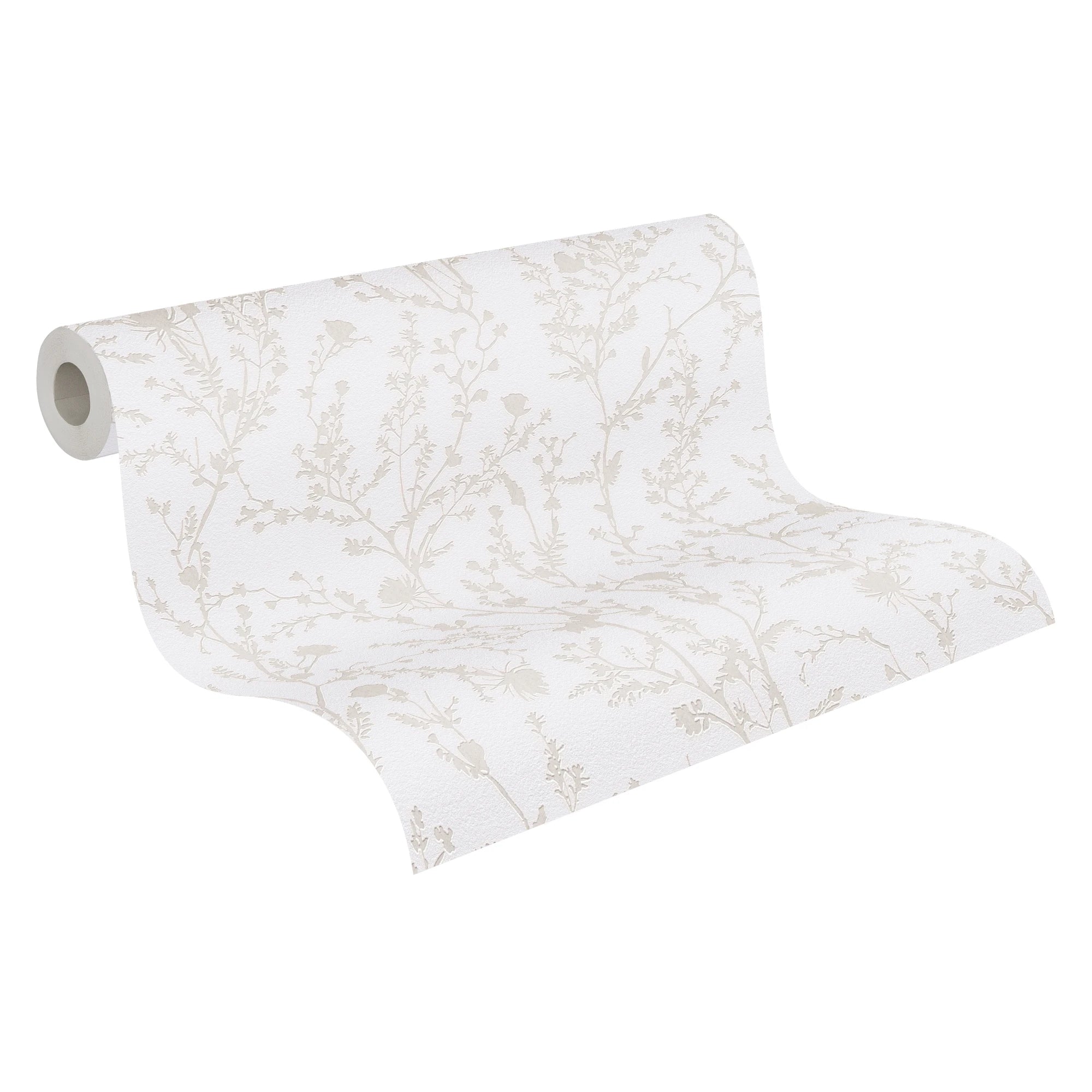Made in Germany - Wallpaper rolls Floral Light Grey White - Non Woven Vinyl - Modern Wallpaper Knots for Walls - 1005 x 053 m