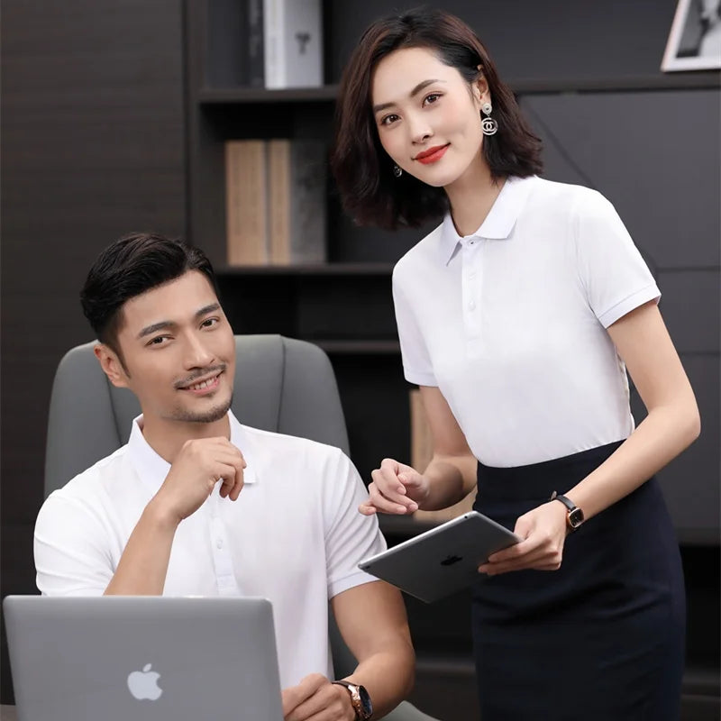 Wholesale Custom Design Anti-Wrinkle Knitted Solid Short Sleeve Mens Sports Casual Smart Embroidered Shirts Button