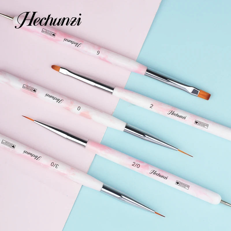 Hechunzi Pink Two Ways Double Ended Dotting Pen Tool Nail Art Tip Dotting Pen Manicure Kit French Nail Brush