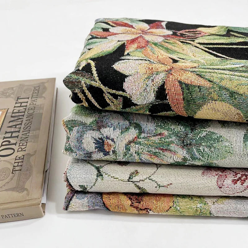 Green Blue Burgundy Breathable Yarn Dyed Floral Cotton/Polyester Tapestry Upholstery Fabric Velour Jacquard for Home Textiles