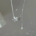 Luxury Fancy INS Pure 925 Sterling Silver Zircon Flower Butterfly Pendant Necklace for Women Girls Jewelry