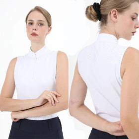 Zipper Nylon Horse Riding Sleeveless Shirts Equestrian tank Base Layers Elastic Summer Mesh Women Equestrian Clothing