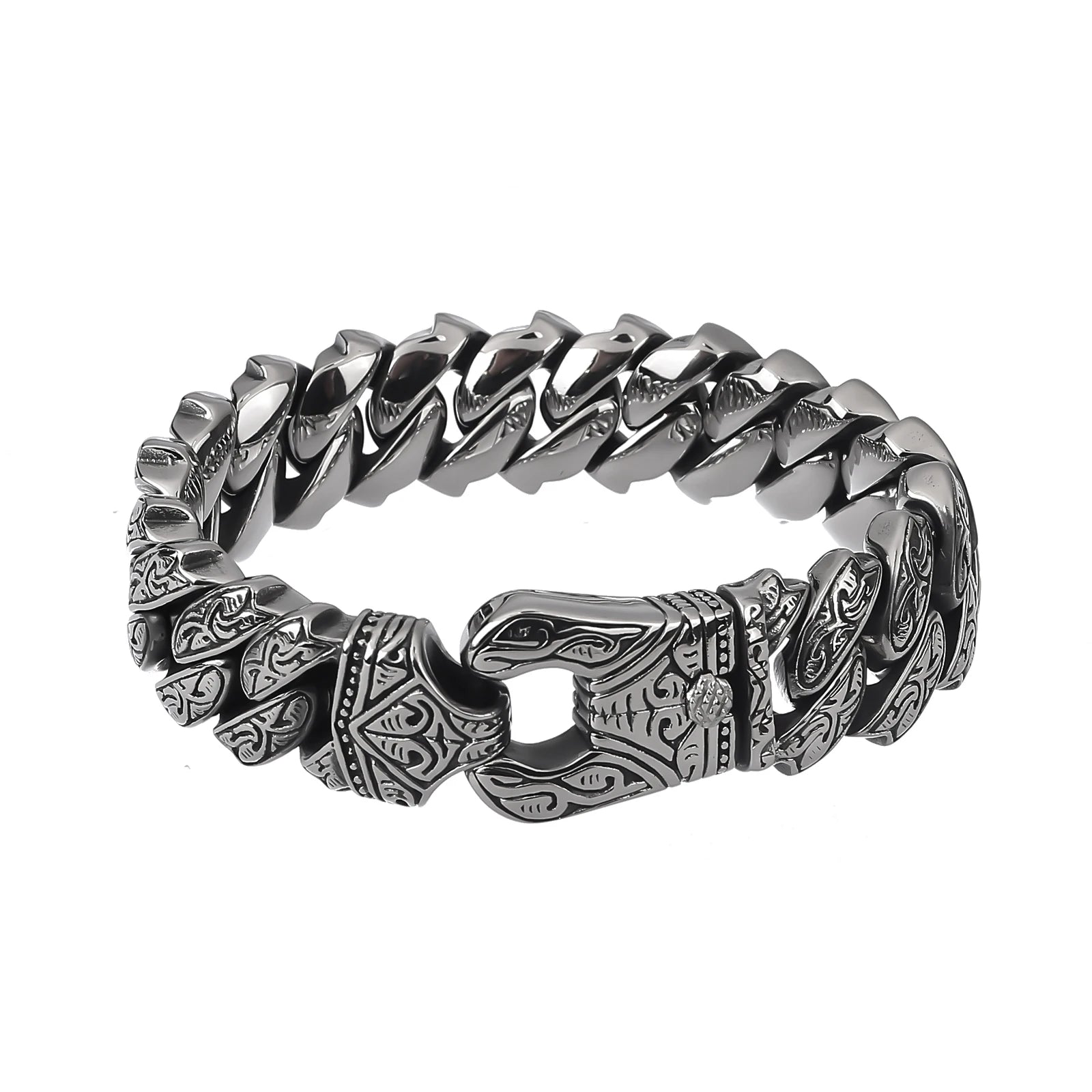 Viking Souvenir Stainless Steel Men's Cuba Chain Viking Bracelet Norse Amulet Viking Jewelry