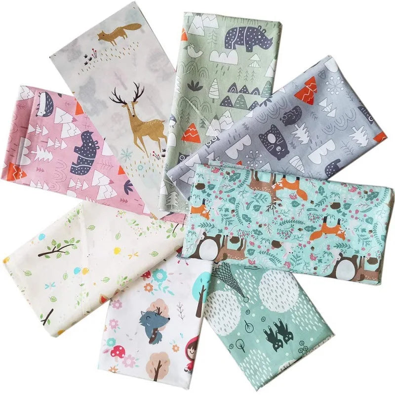 Wholesale 8pcs Precut Cotton Fabric Squares Cartoon Fabrics Fat Quarters Cloth Patchwork Sewing Accessory Colorful for DIY Art