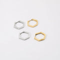 New Trendy Earring 18K Gold Plated Hexagon Simple Huggie Hoop Earrings Stainless Steel Earrings Wholesale