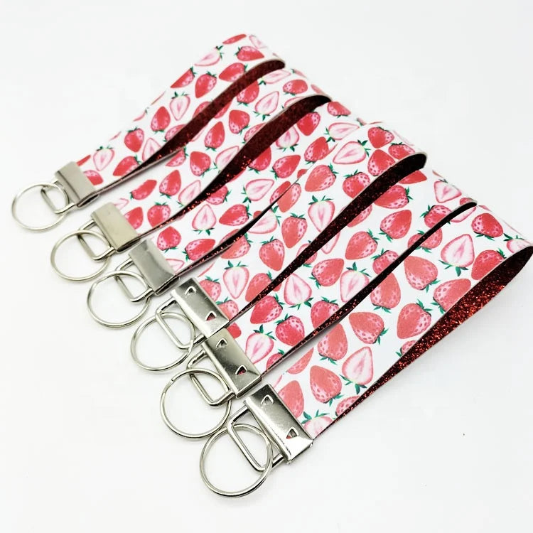 Sezzle PU Leather UV Printing Wrist Keychain Lanyard with Key Fob for Women