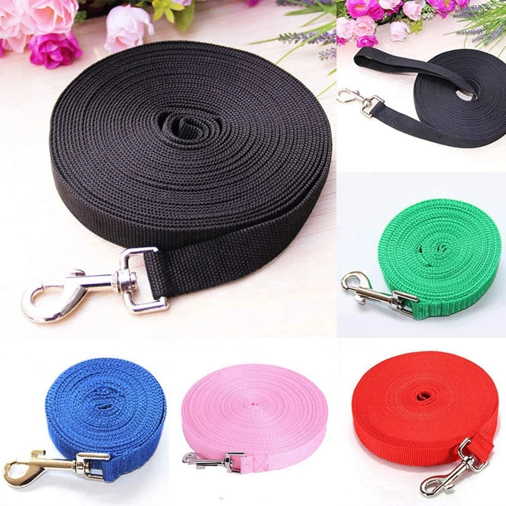 Long 6/15/20/30/50/100ft Nylon Pet Dog Leash Lace Decoration Easy-to-Wear Obedience Recall Training Lead Fashion Sport Style