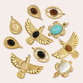 Beimai OEM Accessories Natural Stone Turtle Oval Stainless Steel Eagle Charms for Jewelry Making Sets Pendant