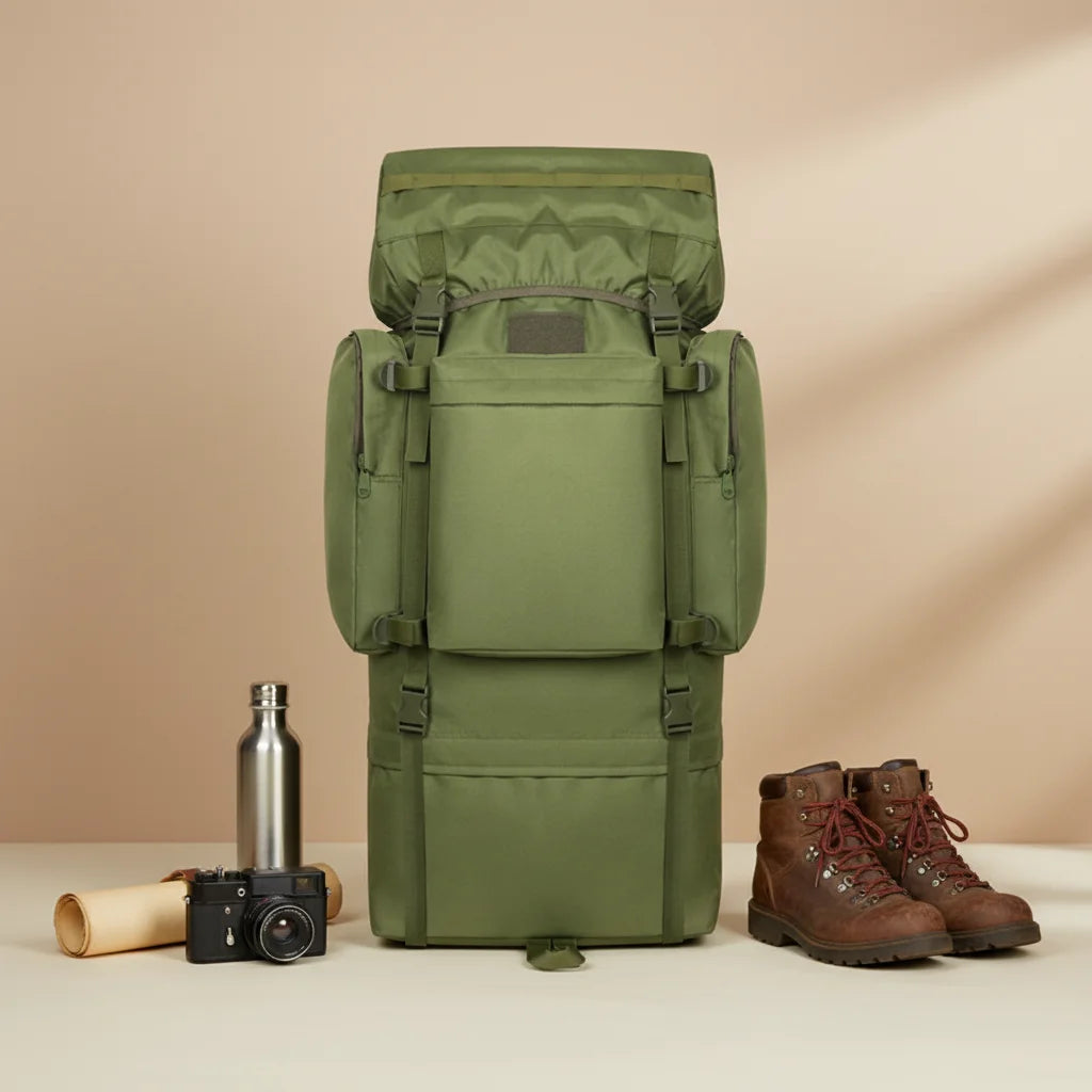110L Unisex National Style Large Mountaineering Backpack U-shaped Back Cover Waterproof Tactical Outdoor Travel Hiking Backpack