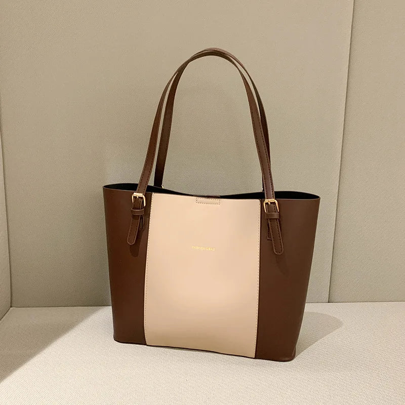 Soft PU Leather Women's Shoulder Bag Large Capacity Female Simple Retro Underarm Bags Letter Ladies Tote Purses