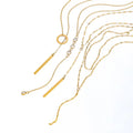 Joolim Jewelry Dainty Cross Link Chain Y Tassel Necklace 18K Gold Plated Stainless Steel Adjustable Trendy Zirconia Necklace