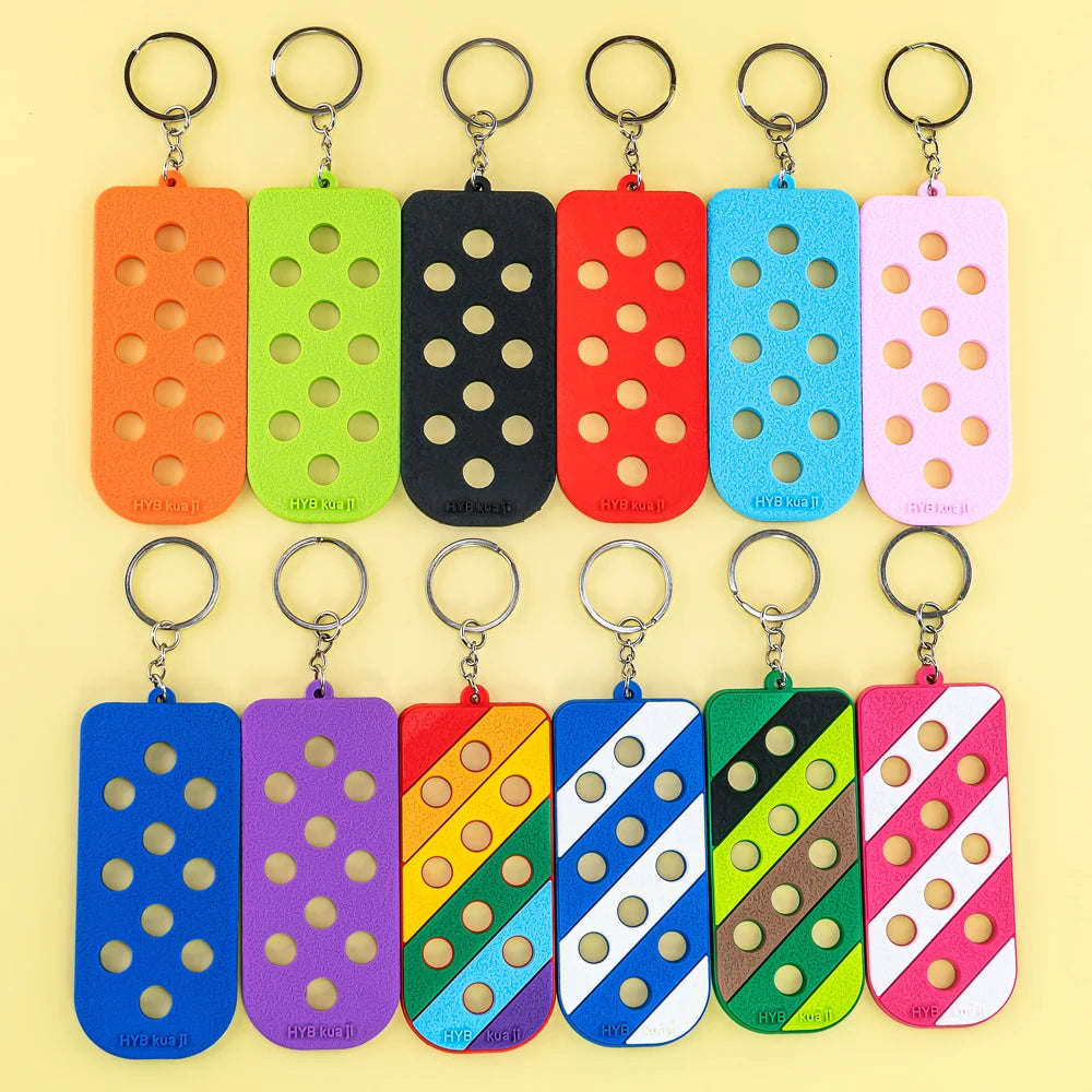 Trendy PVC Rubber Keychain with Holes Functional Storage for Small Accessories & Kawaii Keychains in Bulk