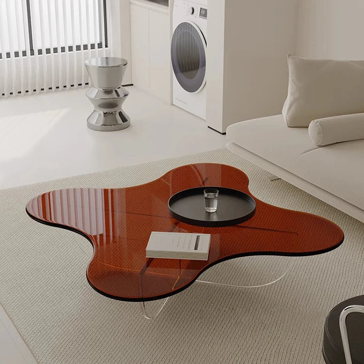 Living Room Furniture Sofa Console Tables Petal Shaped Transparent Tea Table Hotel Furniture Clear Acrylic Coffee Table