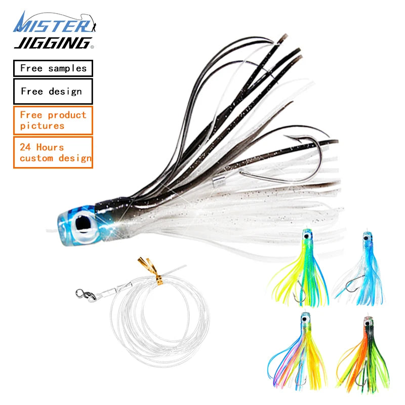 MISTER LURE 8 Inch Big Game Trolling Fishing Tuna Lure Resin Head Octopus Soft Skirt Trolling Lures