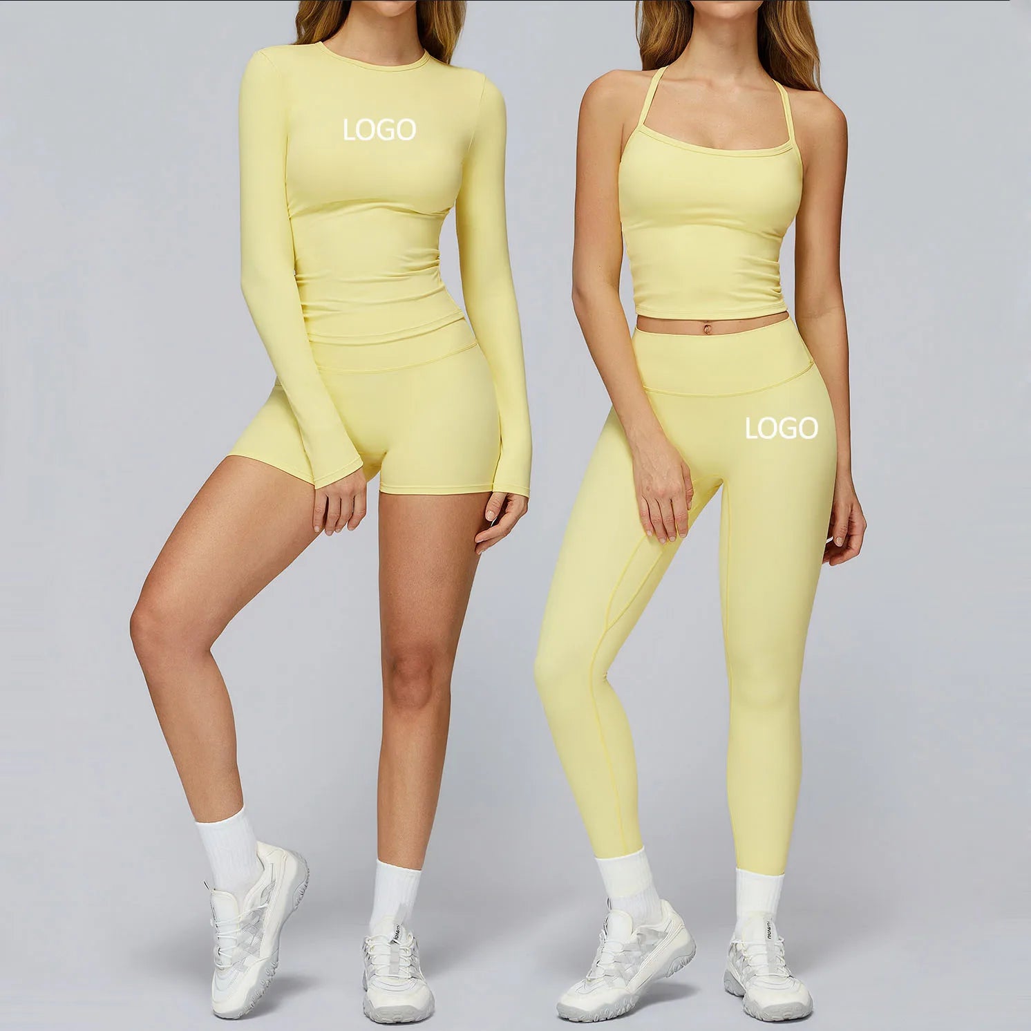 Custom Logo High Waist Athletic Gym Fitness Wear Sets Women Vest Sport Scrunch Butt Yoga Pants Leggings for Women Yoga Set