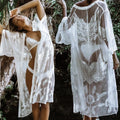 Lace Embroidery Robe Bikini Cover up Dresses Beach Cover Ups