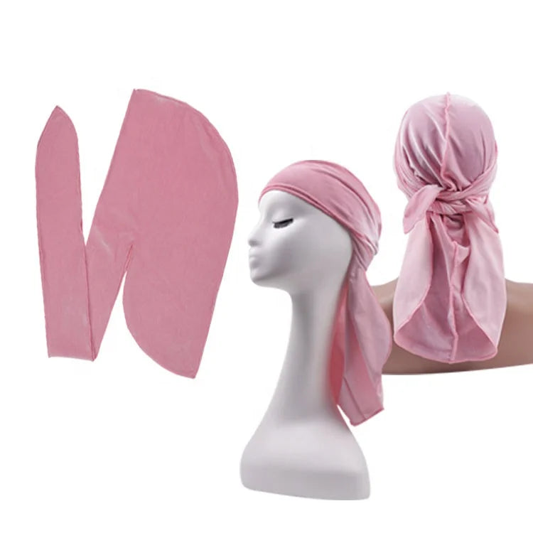 Wholesale Customized Logo Printed Shining Soft Velvet Designer Luxury Stretchy Durag