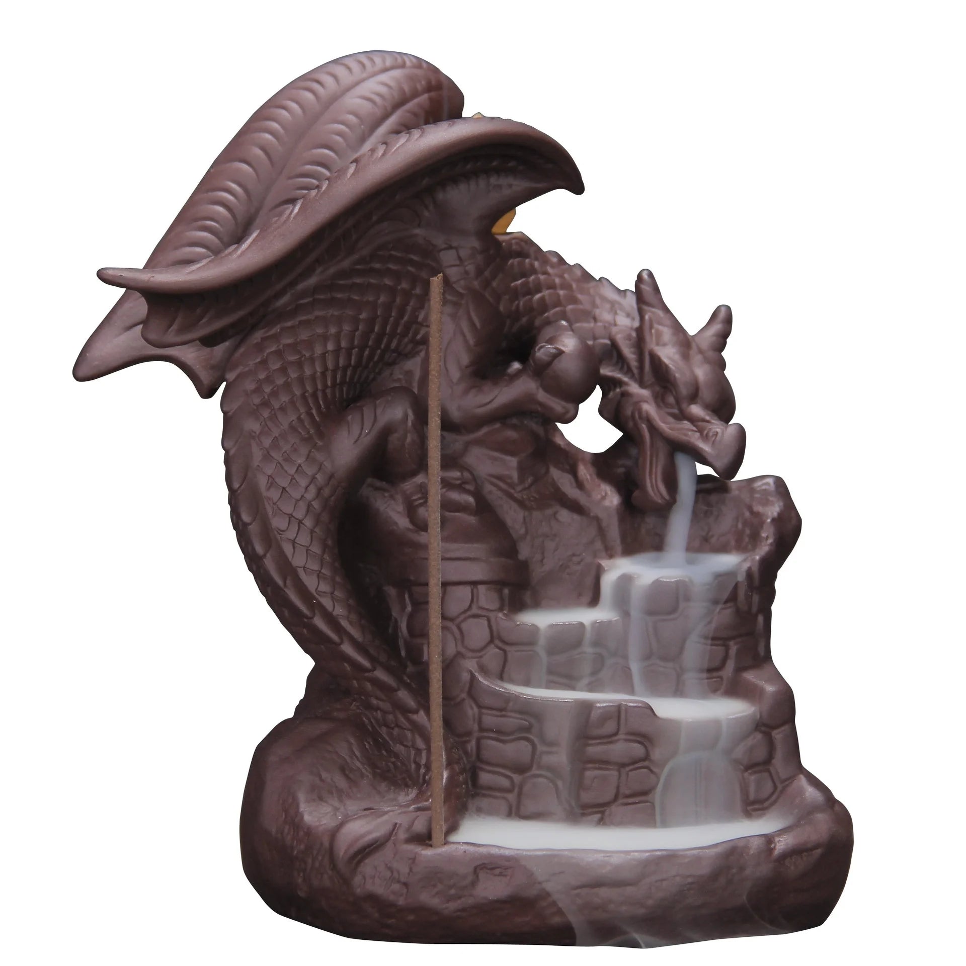 13*9.5*14.8cm Dragon Shape Ceramic Waterflow Backflow  Incense & Incense Burners New Waterfall for Yoga Mediation