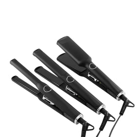 Custom Logo Titanium Flat Iron LCD Display Private Label Wide Plate Hair Straightener Negative Ion System Electric UK Plug Hotel