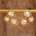 Exquisite Vintage Natural Pearl Earrings for Women Diamond Plated Bridesmaid Gifts Gold Hook Perfect Wedding Jewelry for Parties