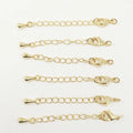 Wholesale 18K Gold Plated Brass Lobster Clasp with Extension Chain Metal Cord Ends Necklace Clasp Jewelry Findings & Components