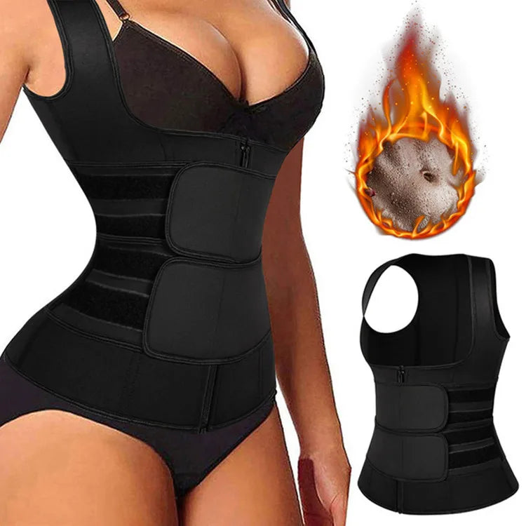 2021 New Printing Logo Private Label Women Slimming Workout Compression Double Belt Neoprene Waist Trainer