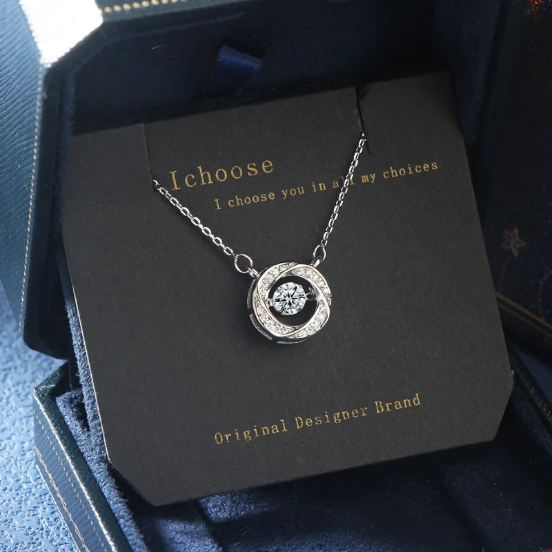 Timeless Beating Heart Moissanite Diamond Necklace 925 Sterling Silver Light Luxury Gift for Girlfriend Birthday