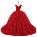 Jancember RL265 Elegant Red Simple Off Shoulder Quinceanera Dresses for Women
