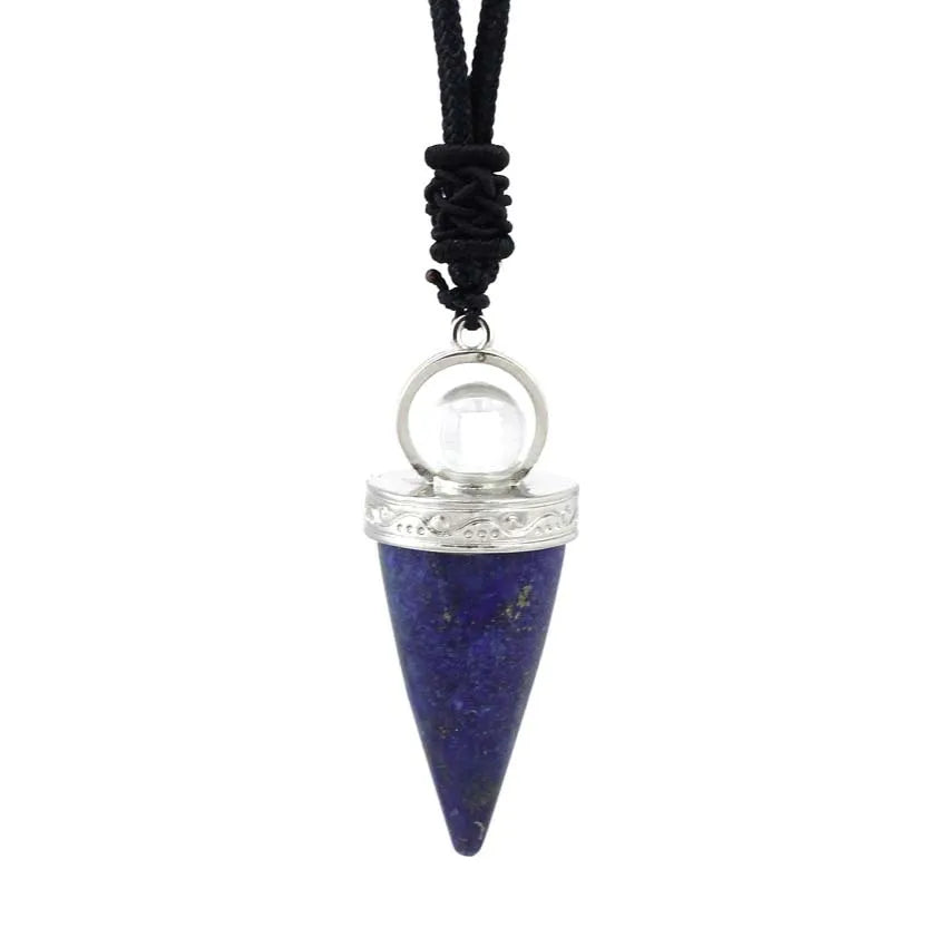 DIY Natural Stones Pendant Amulet Lapis Lazuli Meditation Hexagonal Pendulum Reiki Healing Crystal Pendant for Men Women Jewelry Crystals Wholesale Bulk