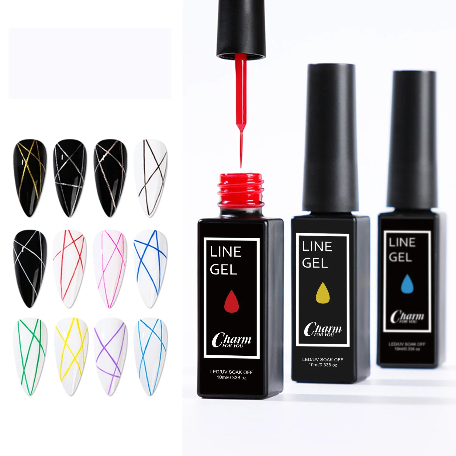 12 Colors Liner Gel Nail Art Nail Supplies Soak Off Uv Gel Polish Nail Art Line Painting Gel