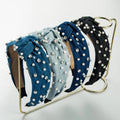 Korean Version Inlaid Pearl Rhinester Style Hair Band Fashion Wide Edge Headwear Card Face Pressure Hair Band Wholesale