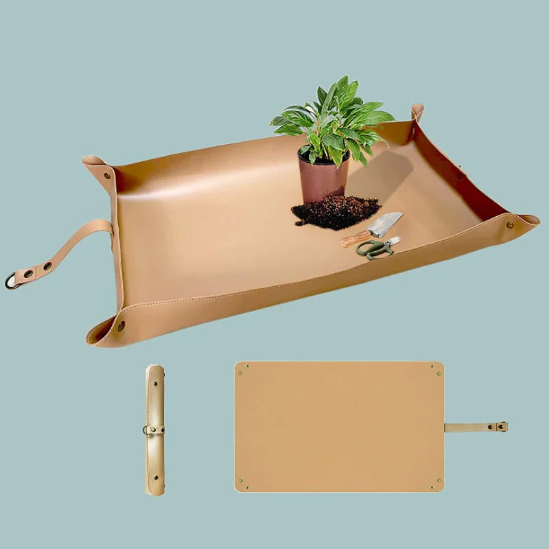Leather Plant Repotting Mat Waterproof Transplanting Mat Indoor Succulent Potting Portable Gardening Mat